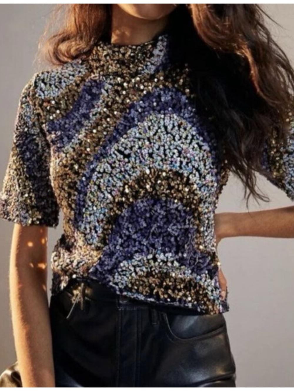NWOT Anthropologie Maeve Mirabella Sequin Top